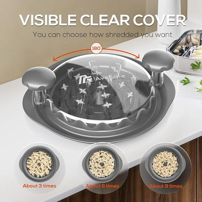 AveFare Chicken Shredder - 11Inch Large Chicken Shredder Tool Twist with Brush, Visible Meat Shredder, Ergonomic Handle, Strong Anti-Slip, BPA Free Dishwasher Safe, Suitable for Pork Beef Chicken