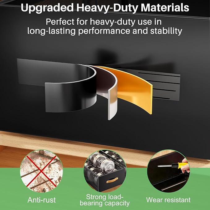 Pull out Cabinet Organizer, 2-Pack Expandable Depth(15.7"-21.7") with Raising Pad for Framed Cabinets, Heavy Duty Slide out Drawers,Roll Out Shelves for Kitchen, Pantry Organizers and Storage(Black)