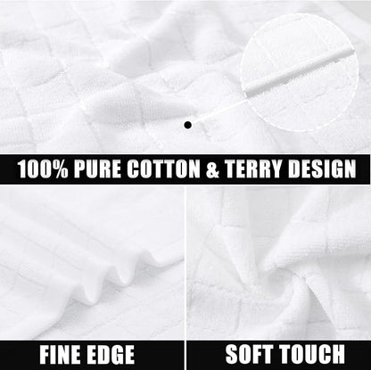 Mordimy 100% Cotton Terry Cloth Dish Cloths, Soft and Absorbent Checkered Dish Towels, Quick Drying Dish Rags for Washing Dishes, 8 Pack, 12 x 12 Inches, White