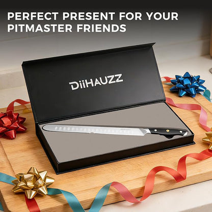 DiiHAUZZ Brisket Knife, 12 Inch Carving Knife for Meat, Razor Sharp High Carbon Steel, Full Tang Ergonomic Pakkawood Handle Slicing Knives for Roast Beef, BBQ, Turkey, Grilling Gift for Men