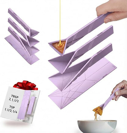 POLYGONS - Original Flat 3-in-1 Folding Measuring Spoons | 2 Spoons fold into 6 Sizes | Magnetic | DuraBend Tech lasts 100k+ folds | LeakProof for Wet & Dry | Gift Packaging | Baking/Cooking (Purple)