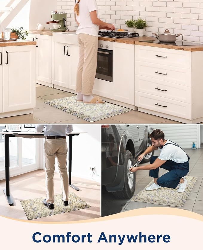 Ophanie Kitchen mats for Floor, 3/4 inch Thick, Kitchen Rugs, 20x39 Anti Fatigue Standing Cushioned Mat, Waterproof, Comfort Ergonomic mat for Office, Home, Sink, Bird Non-Slip Bottom