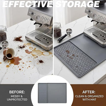 Caketime 2 In 1 Silicone Coffee Bar Mat Accessories Detachable Dish Drying Rug Rack Stone for Kitchen Countertop Under Sink Home House Apartment Office Essentials Espresso Machine Must Have