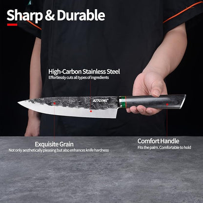 8 inch Japanese Gyuto Chef Knife，HC Steel Home Essentials Sharp Kitchen knife，Professional Hand Forged Cooking Knife，Knives for cooking and chopping，Gifts for chef，Gifts for Mom/Dad