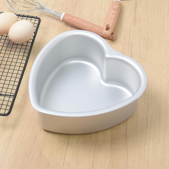 7 x 3 Inch Heart Shaped Cake Pans Set of 2, Aluminum Heart Cake Tin, Baking Cake Pan for Wedding, Party, Family Occasions, Chocolate, Bread. (Heart, 7 × 3 Inch Heart Cake Pan)