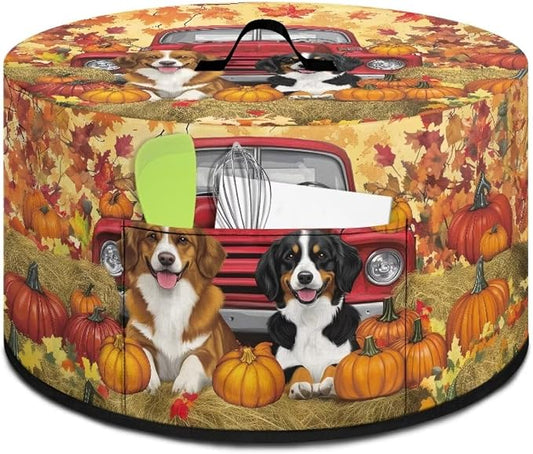 Autumn Dogs Truck Slow Cooker Dust Cover Protection Compatible with 6-8 qt Crock for Pot Small Kitchen Appliance Thanksgiving Decor Dust Cover