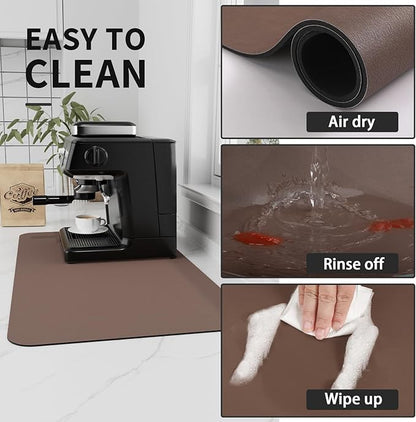 HotLive Coffee Mat - Absorbent Hide Stain Rubber Backed Dish Drying Mat for Kitchen Counter - Bar Mats for Countertops Accessories Fit Under Coffee Maker Espresso Machine