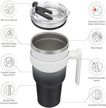BJPKPK Tumbler With Handle And Straw 40 oz Insulated Tumblers With Lid Stainless Steel Travel Coffee Cups,Day Night