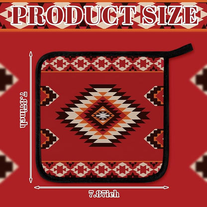 Bencailor 12 Pcs Pot Holders with Pocket Kitchen Hot Potholders Hot Pad Oven Mitts Cookie Bag Oven Gloves for Kitchen Gift Baking Cooking(Dark,Vintage)