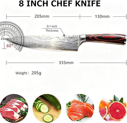 Chef Knife 8 Inch - Razor Sharp High Carbon Stainless Steel Kitchen Knife, Multipurpose Cooking Knife for Chopping Meat & Veggies, Ideal Gift