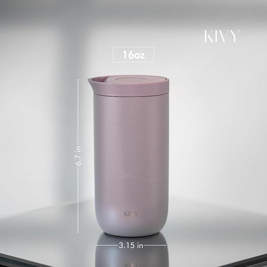 KIVY Travel Coffee Mug Tumbler [24h Cold | 6h Hot] Insulated Coffee Tumbler Stainless Steel - Leak Proof Coffee Travel Mug - 16oz Insulated cup to go for hot & cold drinks - Cups for Women & Men