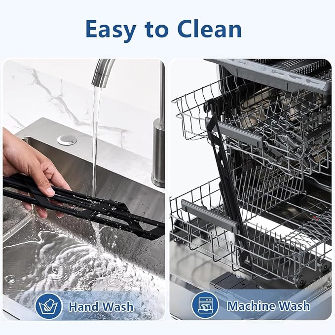 Credon Triangle Roll Up Dish Drying Rack, Foldable Anti-Slip Kitchen Sink Drainer Organizer, Silicone Coated Stainless Steel Frame, Multipurpose Over Sink Corner Caddy for Space Saving (Black)