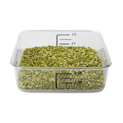 Rubbermaid Commercial Products, Space Saving Square Food Storage Container, 2 Quart, Clear, for Kitchen/Sous Vide/Meal Prep