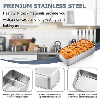 TeamFar Loaf Pan Set of 3, 9 x 5 Inch Bread Loaf Meatloaf Pan Stainless Steel for Baking Bread Cake Toast Brownies, Healthy & Sturdy, Oven & Dishwasher Safe