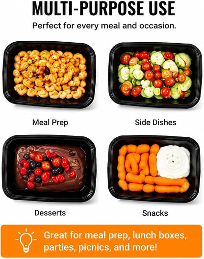 Tiny Meal Prep Containers, 12 oz [50 Pack] - mini Single 1 Compartment Food Meal Prep Containers Reusable, BPA Free Small disposable Food Storage Containers with Lids Microwave Dishwasher Freezer Safe