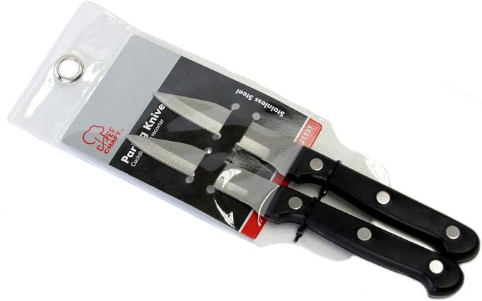 Chef Craft Select Paring Knives, 9.5 inch 2 piece knife set, Stainless Steel/Black