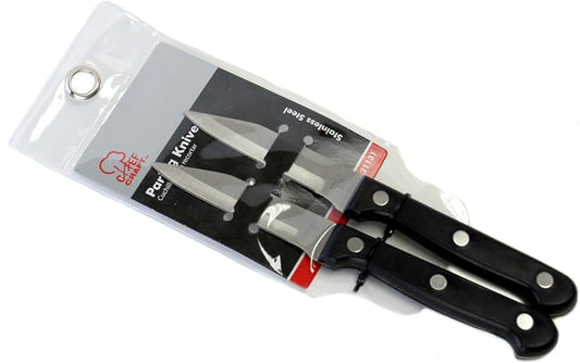 Chef Craft Select Paring Knives, 9.5 inch 2 piece knife set, Stainless Steel/Black