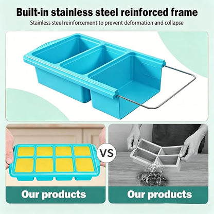 2 Pack Silicone Freezer Molds With Lids,1 Cup Silicone Freezer Tray With Lids for Easy Meal Prep Container and Kitchen Storage Solution Perfect for Storing Soup, Sauces, Leftovers and More