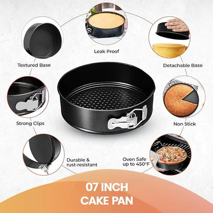 RFAQK 7 Inch Non-Stick Springform Pan for Cheesecake - Leakproof Cake Pan with 30 Pcs Parchment Paper - Baking Accessories for Instant Pot 6, 8 Qt Pressure Cooker