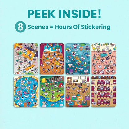 Koality Time 300+ Kids Sticker Book by Cupkin Toddler Airplane Travel Coloring and Sticker Book, Road Trip Essentials, 8 Coloring Pages 8 Side by Side Scenes for Ages 2–8 Years
