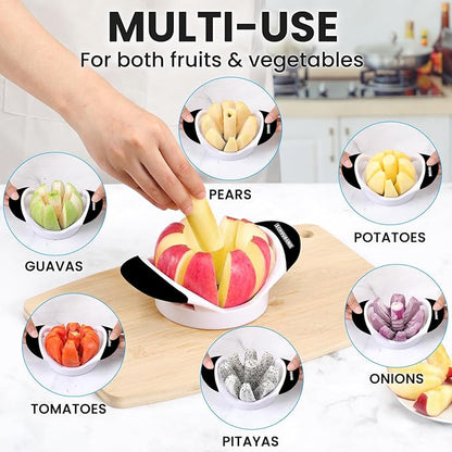 SCHVUBENR 3.5 Inch Apple Slicer - Professional Apple Cutter - Stainless Steel Apple Corer - Super Sharp Apple Slicer and Corer - Apple Tool with 8 Sharp Blades(Black)