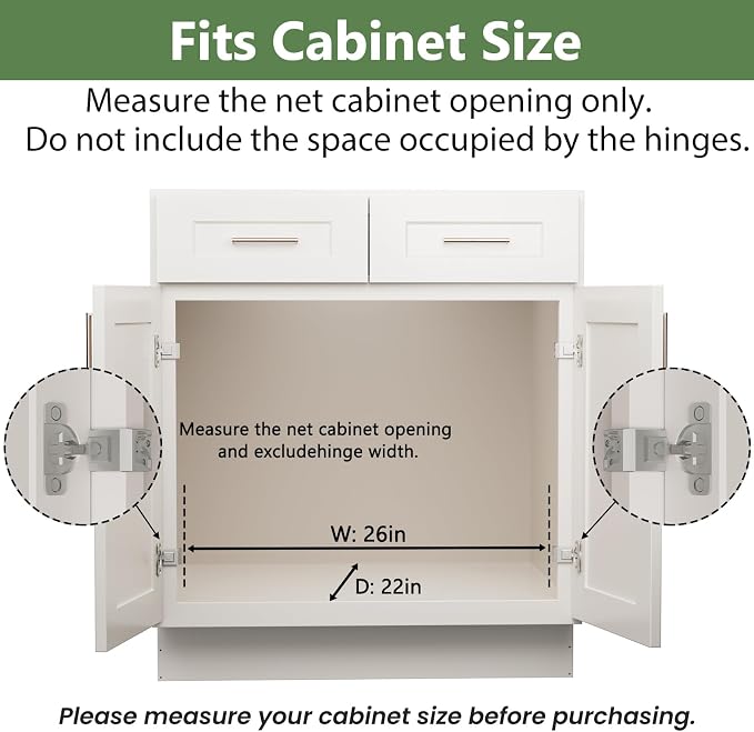 Pull Out Cabinet Organizer 25½" W x 21½" D, Heavy Duty Cabinet Pull Out Shelves, Slide Out Drawers Organization for Kitchen Cabinets Bathroom