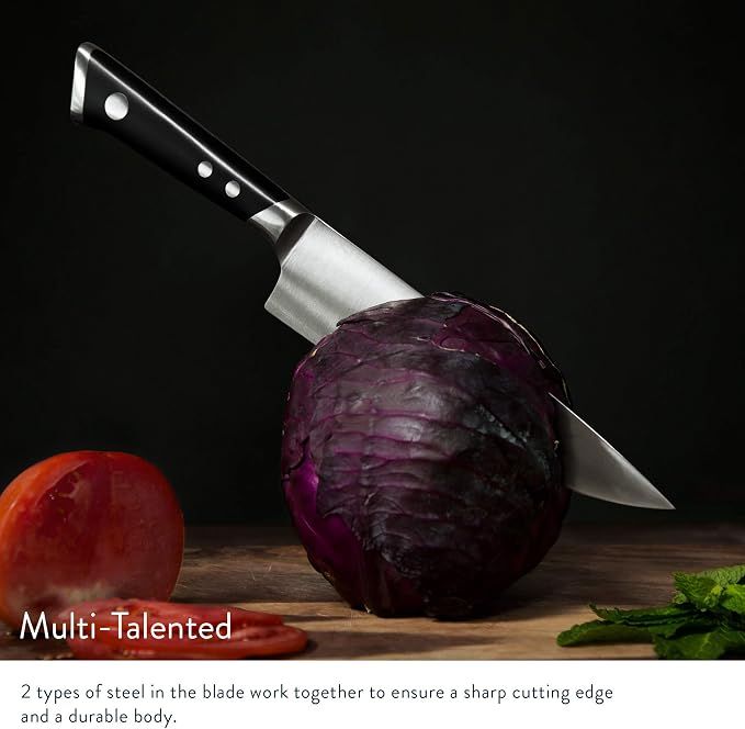 Greater Goods Premium 3-Ply 9Cr18 Steel Chef Knife, 8-Inch Professional Kitchen Knife with Full Tang Triple Rivet Handle