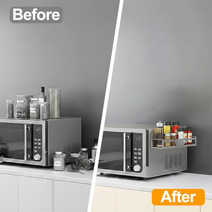 Magnetic Spice Rack for Refrigerator, 4 Pack Metal Magnetic Shelf Organizer for Fridge Side, Strong Spice Storage Rack for Kitchen, Gray
