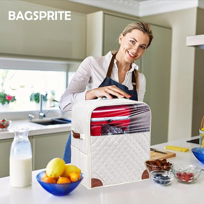 BAGSPRITE Stand Mixer Cover with Appliance Sliders Base Compatible with KitchenAid Mixer-Storage Bag for 4.5/5 Quart with Pockets for Kitchen Aid Accessories and Attachments