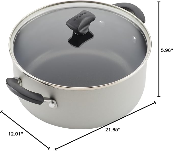Farberware Cookstart Aluminum DiamondMax Nonstick Cookware Set, Kitchen Essentials, 5 Quarts, Silver