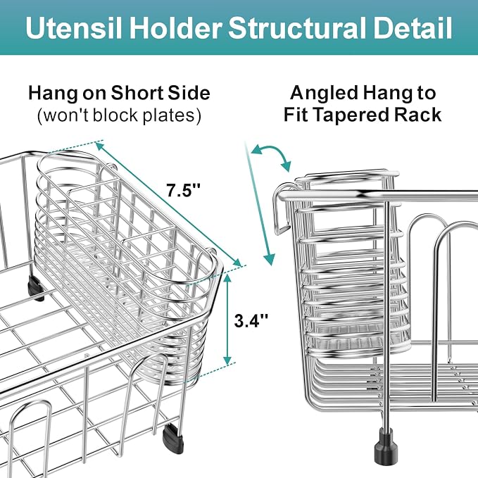 GSlife Mini in Sink Dish Drying Rack - Stainless Steel Small Dish Drainer for RV Kitchen Apartment Sink, 9.5" W x 13.4" L