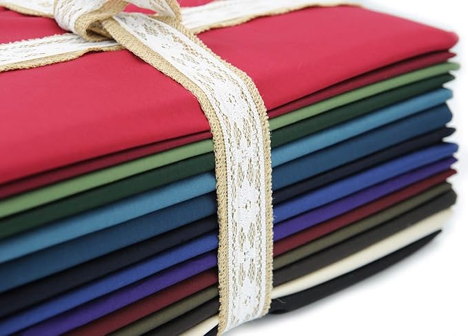Pre-Cut Fat Quarter Quilting Cotton Twill Retro Color Fabric Bundles Craft Cloth DIY for Sewing Crafting 18x20 Inch Rose Flavor
