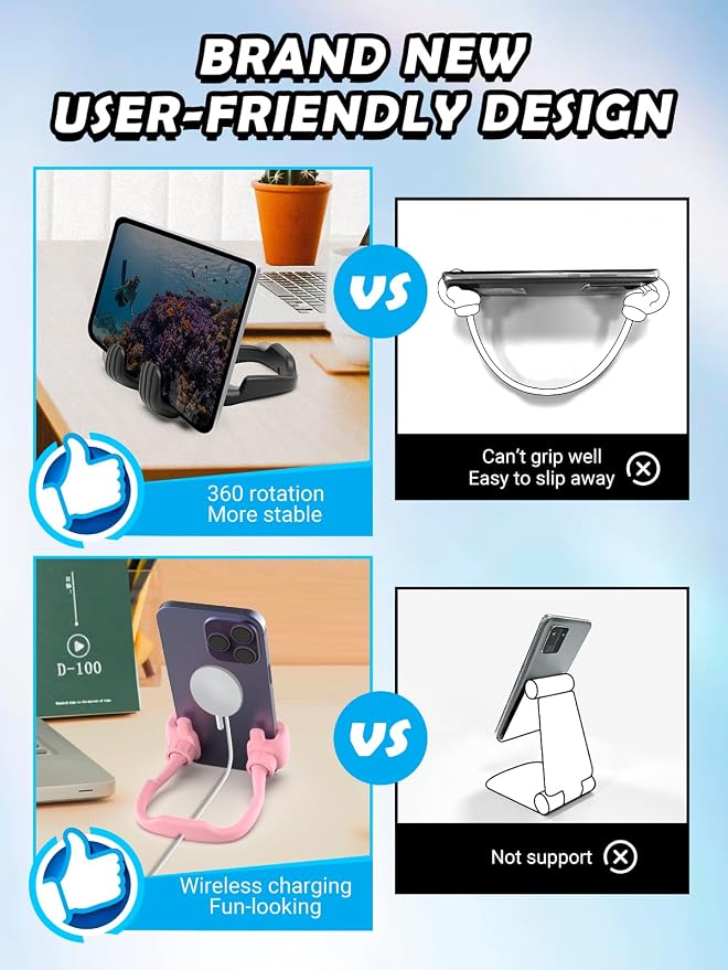 Graduation Gifts for Teens Girls Kids Women Gifts: UPGRADE Adjustable Thumbs Up Lazy Phone Holder Cell Phone Stand for Desk Fun Birthday Ideas for Teenage Wife Mom Adults Stocking Stuffers Pink Stuff