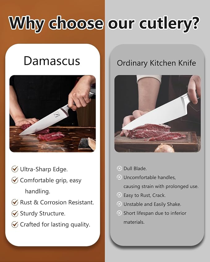 8 Inch High Carbon Stainless Steel Chef Knife - Sharp Kitchen Knife with Unibody Design, Ideal for Family & Restaurant Use, Presented in a Gift Box