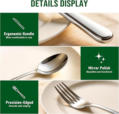 20 Piece Silverware Set, ENLOY Stainless Steel Flatware Cutlery Set, Kitchen Utensil Set Service for 4, Include Knife Fork Spoon, Mirror Polished, Dishwasher Safe