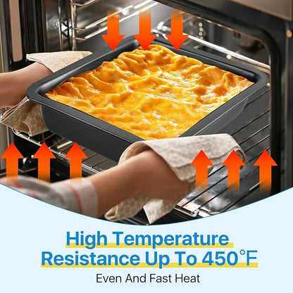 4 Pcs 8x8 Square Baking Pan, Carbon Steel Brownie Pans, Square Cake Pan for Baking Roasting Serving, Nonstick Cake Baking Pan, Square Bakeware for Cakes Lasagna Brownies