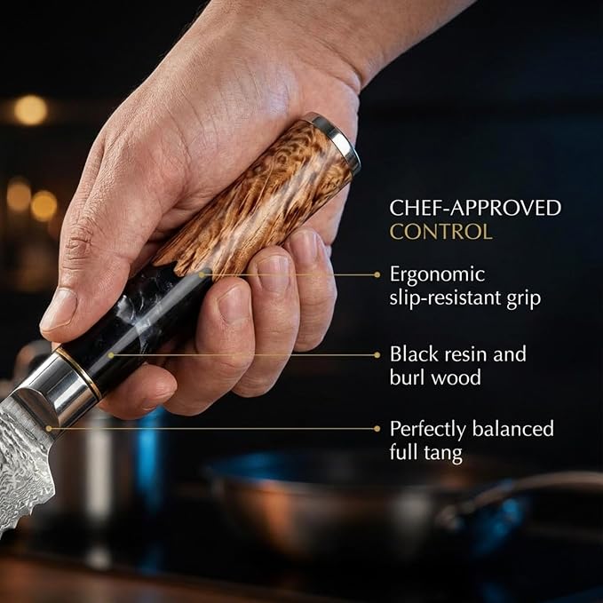 Tidal Black - 8" Bread Knife - Damascus