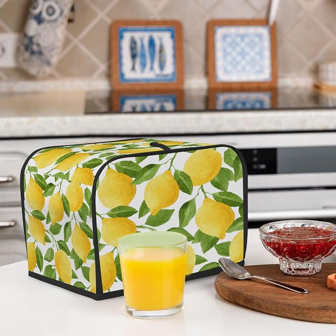 2 Slice Fruit Lemons Tropical Toaster Cover Waterproof Dust Fingerprint Bread Machine Cover Washable Kitchen Appliance Protector For Home Kitchen Bakeware Table Decor Women Gifts
