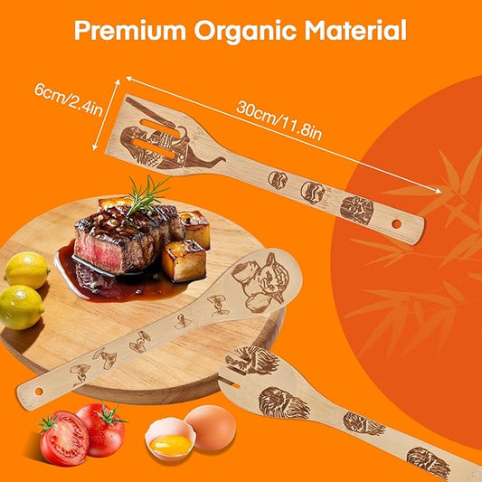 Star Warz Wooden Cooking Utensils Set,5-Piece Wooden Spoons and Spatulas for Cooking, Heat Resistant Kitchen Tools for Nonstick Cookware, Space Fans