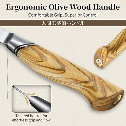 TIVOLI Damascus Nakiri Knife 6.5 Inch – Japanese VG-10 Multipurpose Kitchen Knife for Vegetables and Meat with Ergonomic Olive Wood Handle, Gift for Mom & Dad