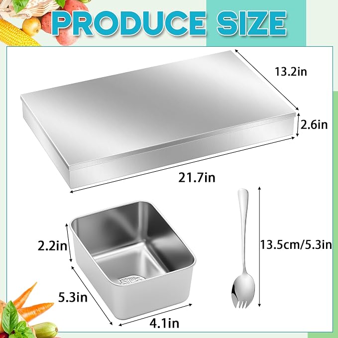 Boao 10 Compartment 304 Yakumi Pans Stainless Steel Seasoning Condiment Container with Lids Spoons, Japanese Yakumi Pans Mini Sauces Salad Dressings Storage for Food, Herbs, Spices