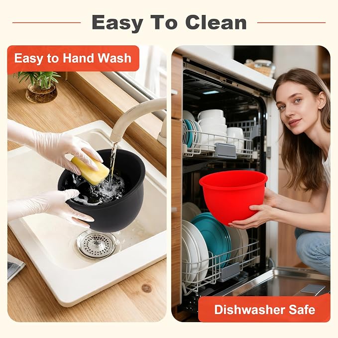 Silicone Bowl Liners for KitchenAid Mixers, 3-Pack Silicone Mixing Liners with Lids, Replacement for 5 Quart Tilt-Head Stand Mixer Bowls Accessories