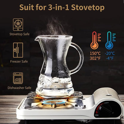 Unbreakable - Pour Over Coffee Maker with Permanent Stainless Filter 40 fl oz, Thickened Heat-Resistant Borosilicate Glass Dripper Coffee Brewer, Stovetop Safe