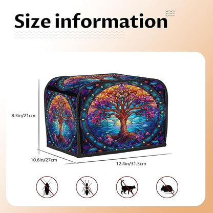 Tree Of Life Beauty Toaster Cover 4 Slice Wide Slot Washable Kitchen Appliance Covers Fingerprint Bread Machine Dust Cover Small Toaster Oven Accessories Covers Bread Maker Bag Women Gift