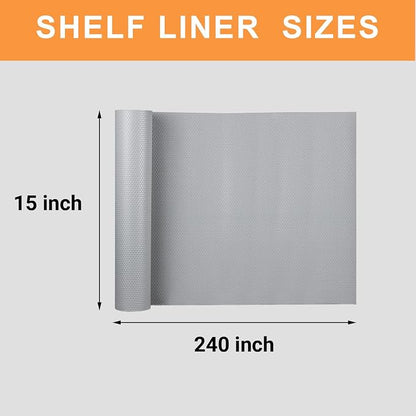 FLPMIX Shelf Liner Light Gray: Waterproof Kitchens Drawer Mat 15 X 240 Inch - Easy to Cut Pantry Cabinets Liners for Cupboard