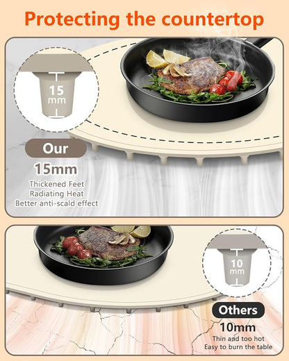 seenlast Warming Mat for Food with Adjustable Temperature Timer,10S Fast Heating Silicone Food Warmers for Parties Buffet and Home Daily,Food Warming Mat with Insulating Pad Raised Feet Protects Table