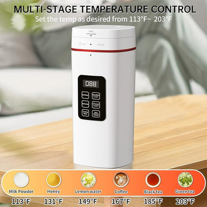 Travel Electric Kettle Portable 304 Stainless Steel LED Display Temperature Adjustable BPA Free Child Lock Mini Kettle,Small Hot Water Boiler Auto Shut-Off