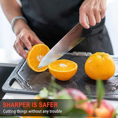 10 inch Japanese High Carbon Stainless Steel Chef Knife, Professional Sharp Wide Cook Knife with Non-slip Ergonomic Handle, for Kitchen Home Restaurant (White)