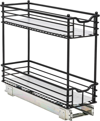 Household Essentials Matte Black Steel Two-Tier Pull-Out Organizer
