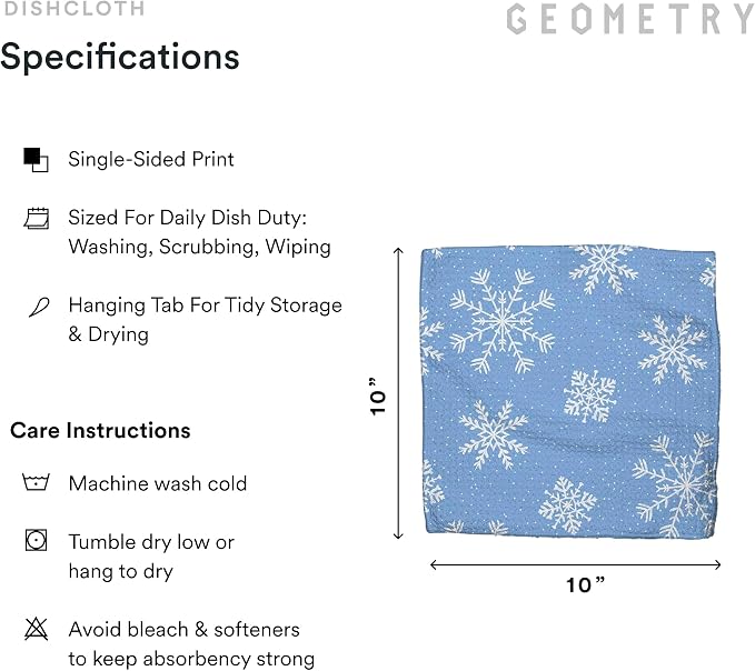 GEOMETRY Holiday Kitchen Dish Cloths - Quick Dry Dishcloths for Kitchen - Premium Dish Rags with Geoweave - 3-Pieces (Frosty, 10"x10")